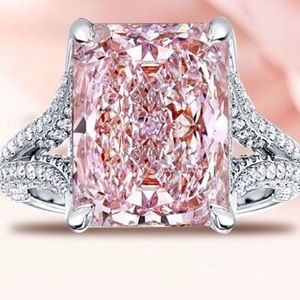 Italo Jewelers size 5 vivid Pink CZ  Ring in 925 Silver
